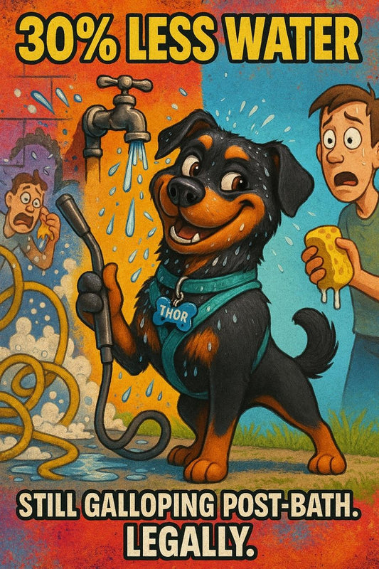 Your Rottie's bath shouldn’t require a swim cap, a degree, and a GPS 🐾