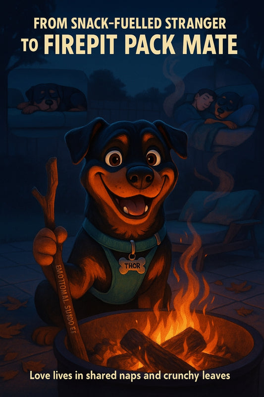 Sniffari walks and firepit stares turned this moody Rottie into the ultimate cuddle bug 🔽
