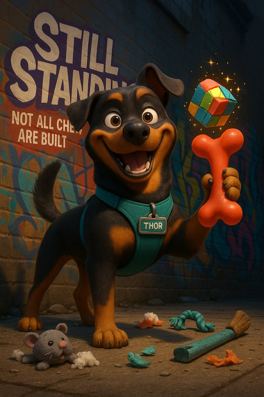 ‘Indestructible dog toy?’ Yeah, I shredded that in 6.3 zoomies. 👇