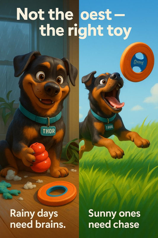 One toy won the rainy-day gold… the other’s still under the couch. 👇