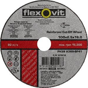 Flexovit Metal Cut-Off Wheel 100 x 2.5 x 16 FH38