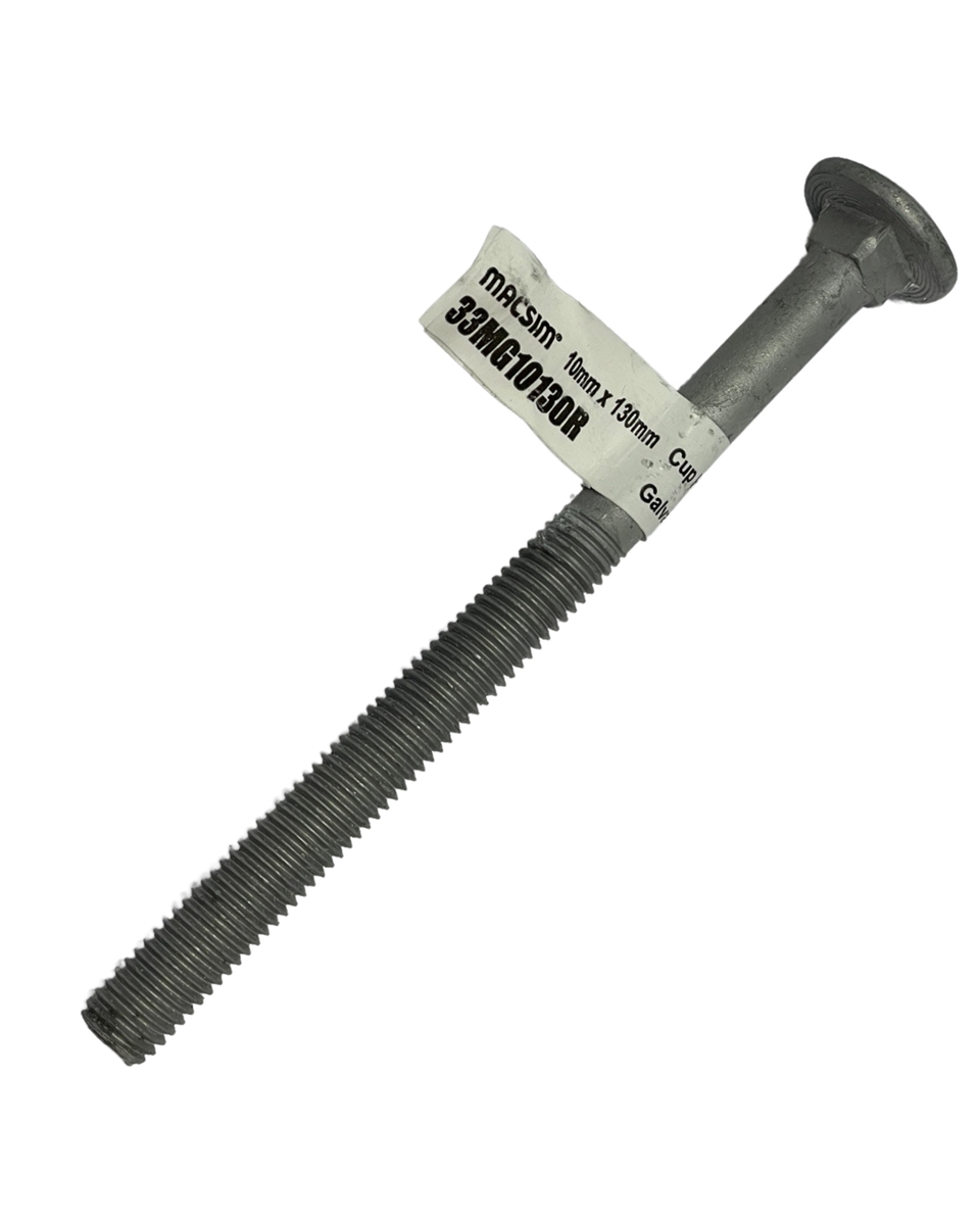 Macsim 10mm x 130 mm Cup Head BOLT & NUT Galvanised