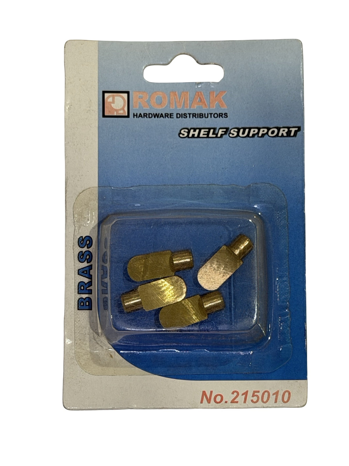 CABINET SHELF SUPPORT 6MM PIN FLAT BRASS