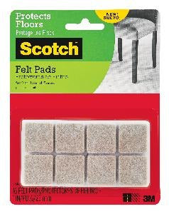 FELT PADS BEIGE SQUARE 2.5CM 16PK