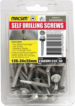 EXTENED SELF DRILLING SCREWS 12-24 X 32 PACK OF 50