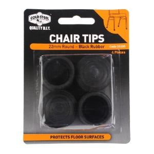 TIP CHAIR RUBBER BLACK ROUND 22MM PK4