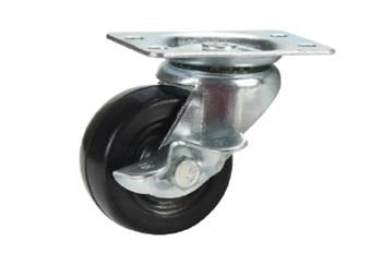 CASTOR 50 mm BLACK RUBBER SWIVEL WITH BRAKE