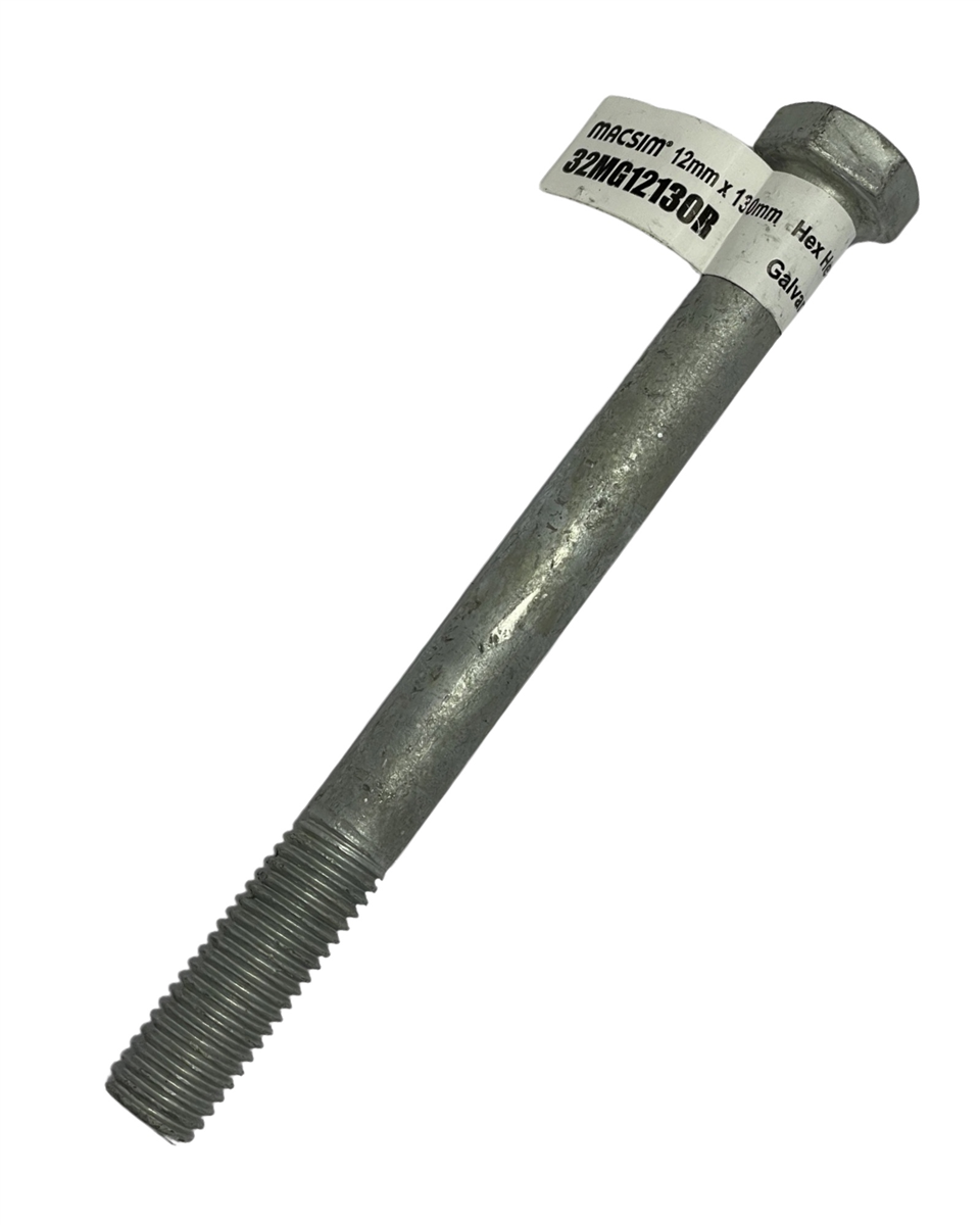 Macsim 12mm x 130 mm HEX BOLT & NUT Galvanised