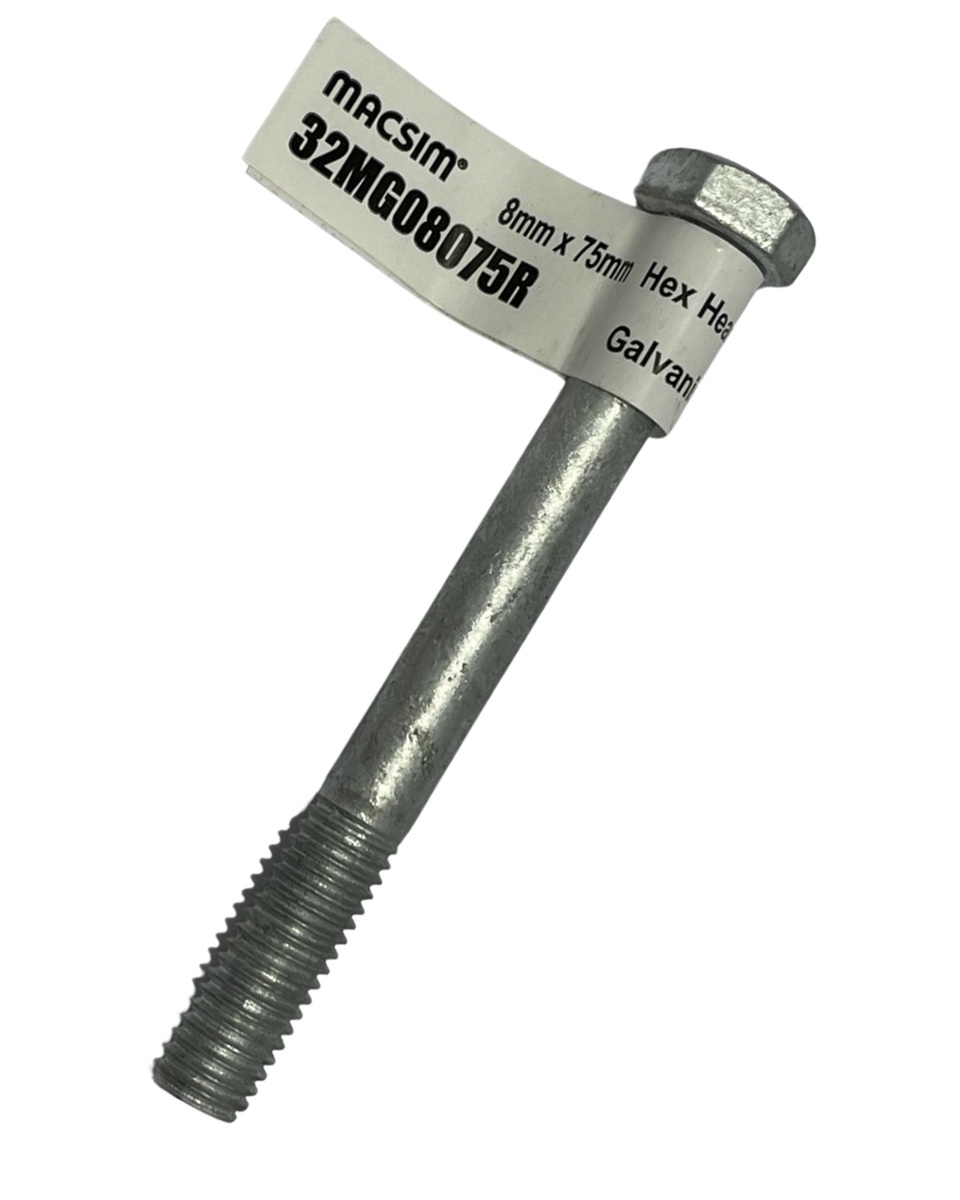 Macsim 8mm x 75 mm HEX BOLT & NUT Galvanised