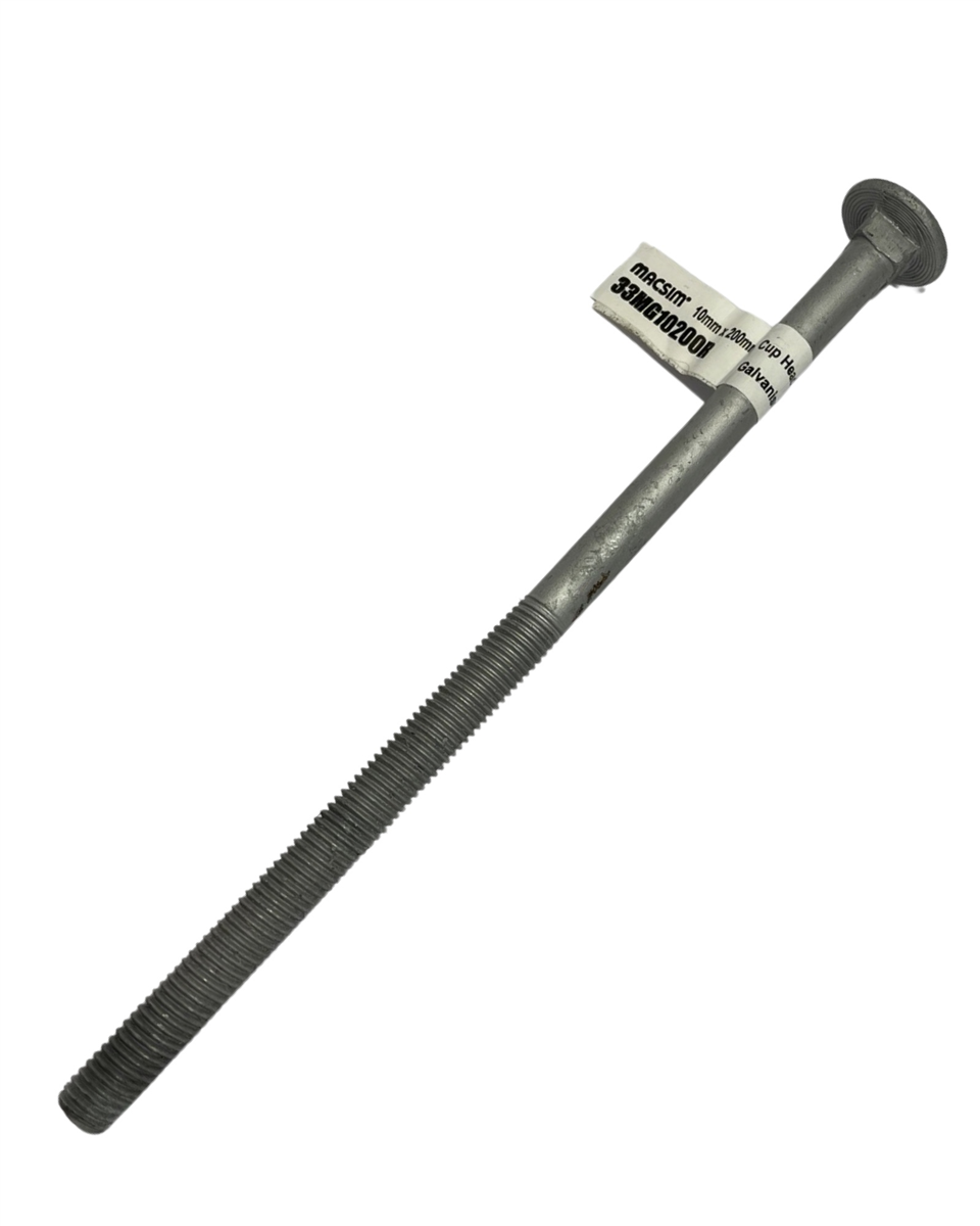 Macsim 10mm x 200 mm Cup Head BOLT & NUT Galvanised