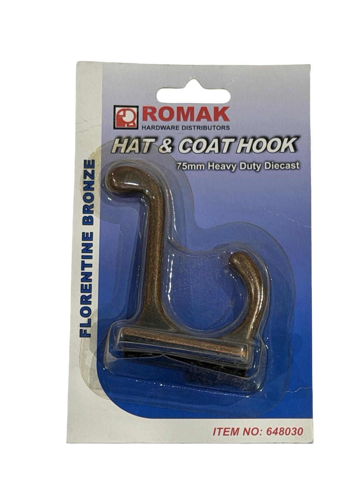 HAT & COAT HOOK SQUARE BASE 75MM FB