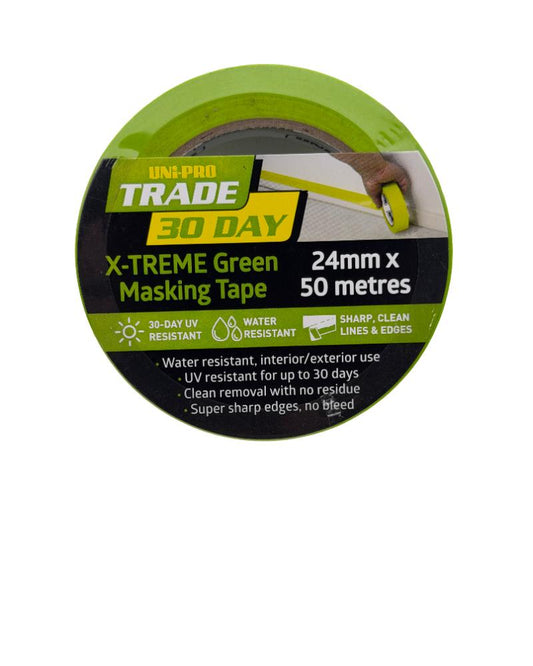 Uni-Pro 30 day green masking tape 24mm by 50m roll