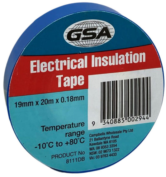 ELECTRICAL TAPE BLUE 0.18MM - 19MM X 20