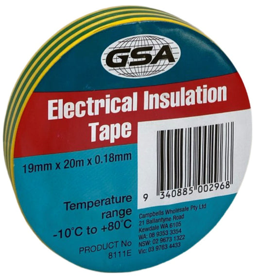 ELECTRICAL TAPE GREEN EARTH  0.18 mm X 19mm X 20 mtr