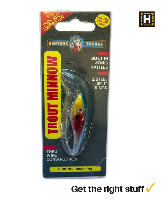 Neptune Tackle Trout Minnow Lure Blue/Red/Yellow