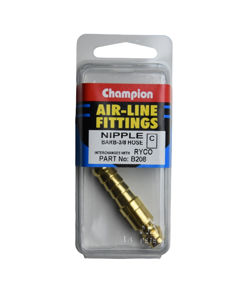 Champion Air Hose Nipple 3/8 Barb Ryco Style