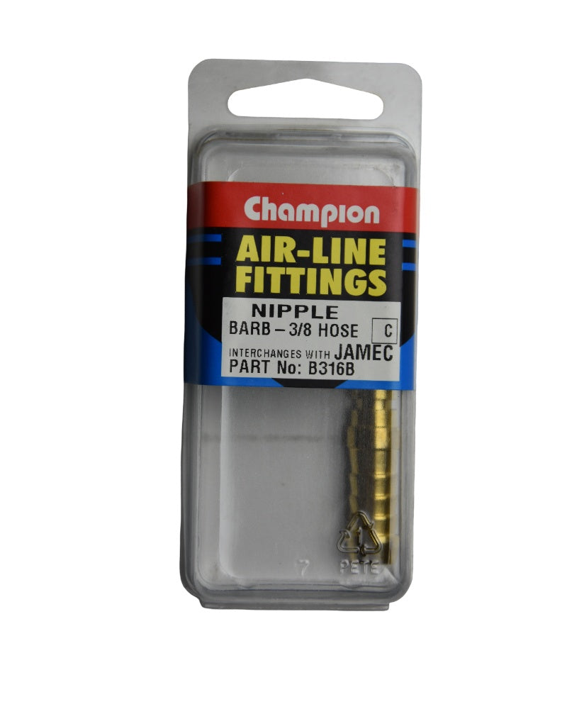 Champion Air Hose Nipple 3/8 Barb Jamec Style