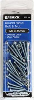 RND B/N PHIL ZNC M3 X 25 PK25