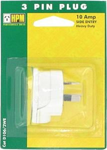 HPM ELECTRICAL PLUG SIDE ENTRY 3 PIN 10AMP FOR 15AMP LEAD WH