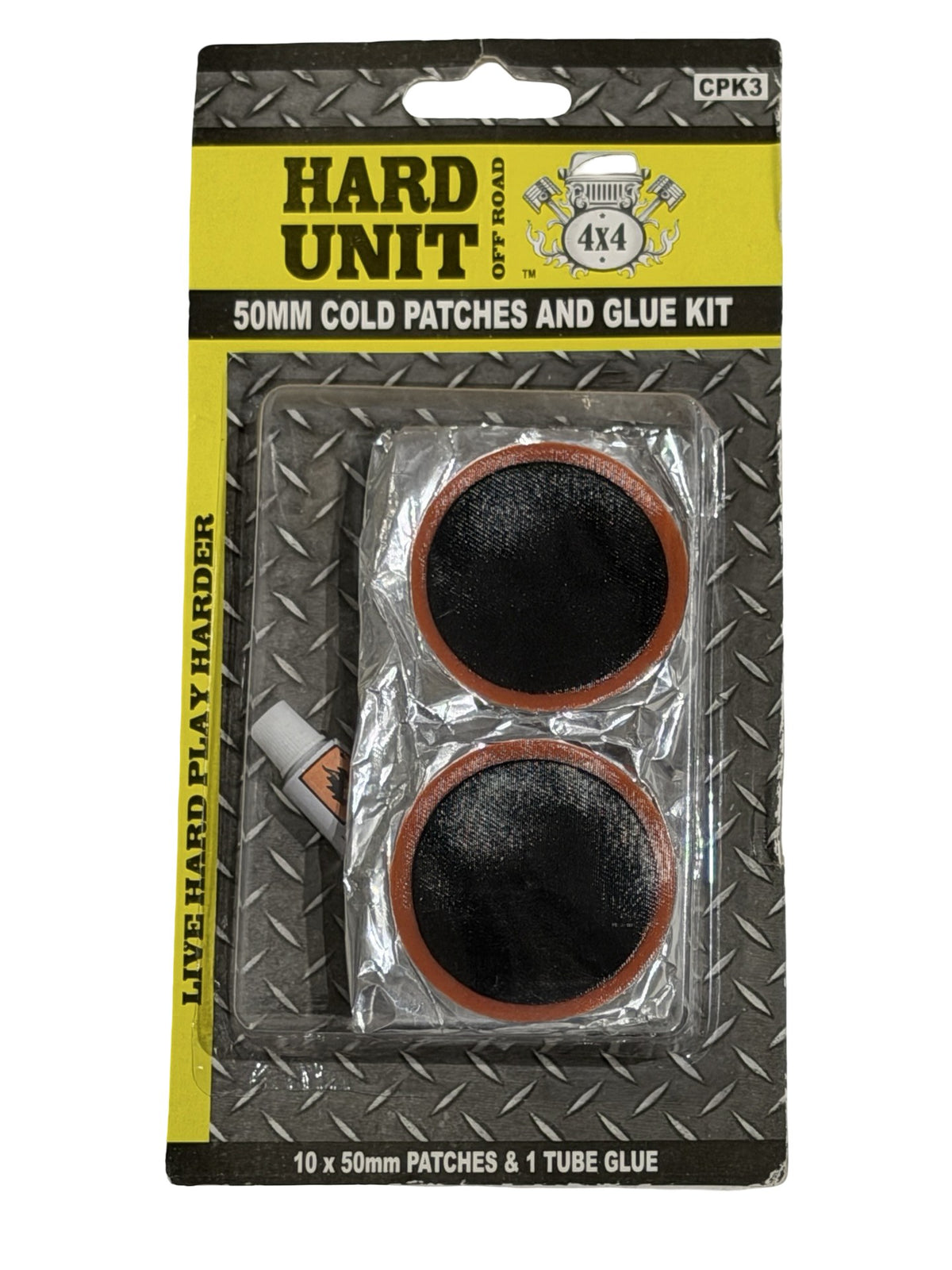 Hard Unit 50mm Cold Patches and Glue Kit (11 Piece)