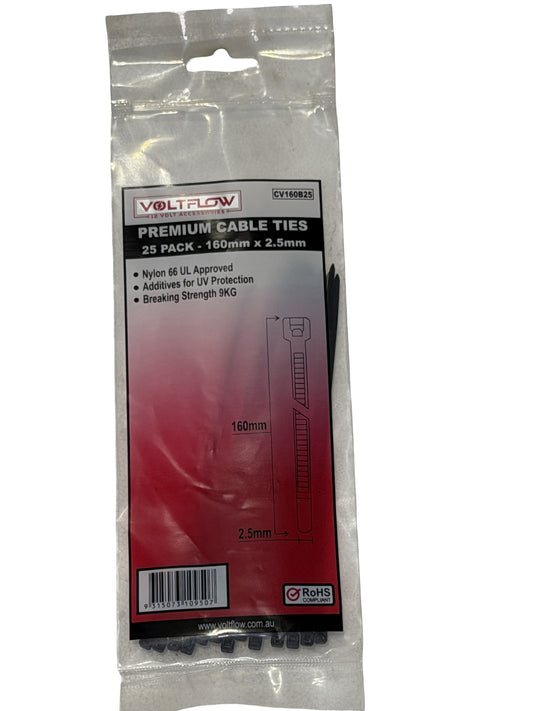 CABLE TIES-25 PACK 160MM X 2.5MM