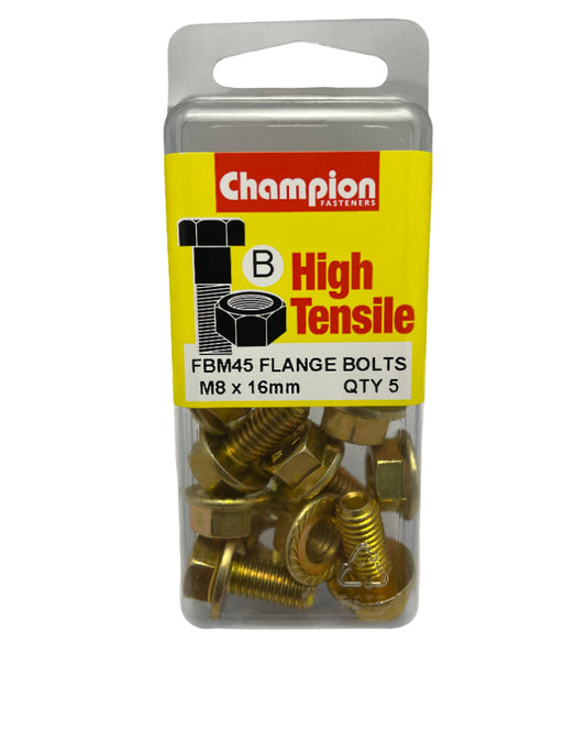 M8 Hex Flange Bolt 16mm Zinc Plated