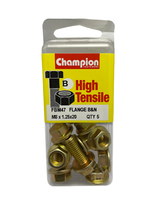 M8 Hex Flange Bolt 20mm Zinc Plated