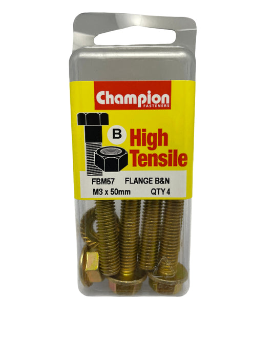 M8 Hex Flange Bolt 50mm Zinc Plated