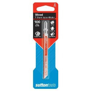Sutton T-Shank Wood Jigsaw Blade 100mm 10 TPI Splinter-Free 2 Pack