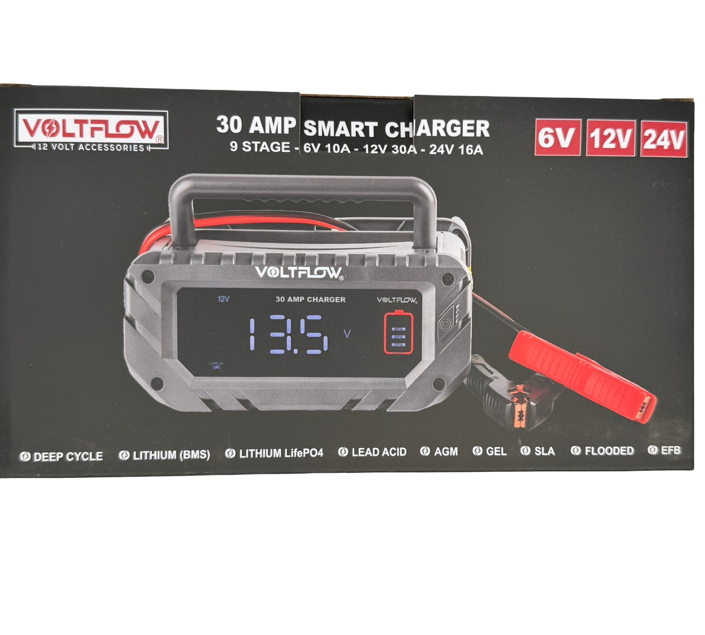 VOLTFLOW - BATTERY CHARGER 30AMP 6/12/24V