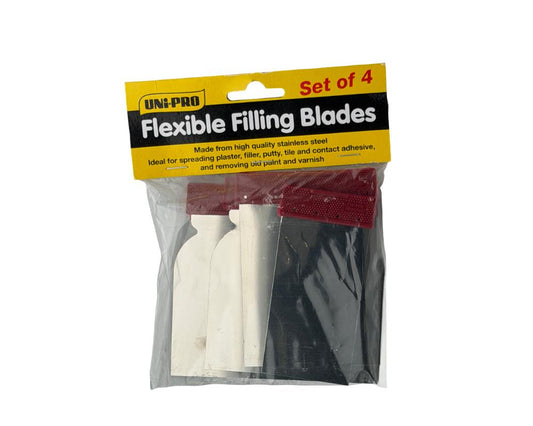 Uni-Pro four piece flexible steel filling blade set in packaging