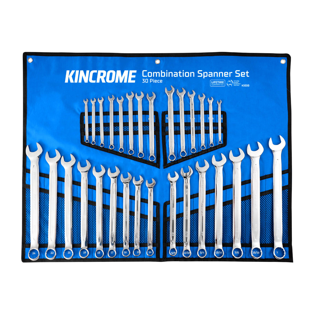 Kincrome Combination Spanner Set 30 Piece - Metric/Imperial