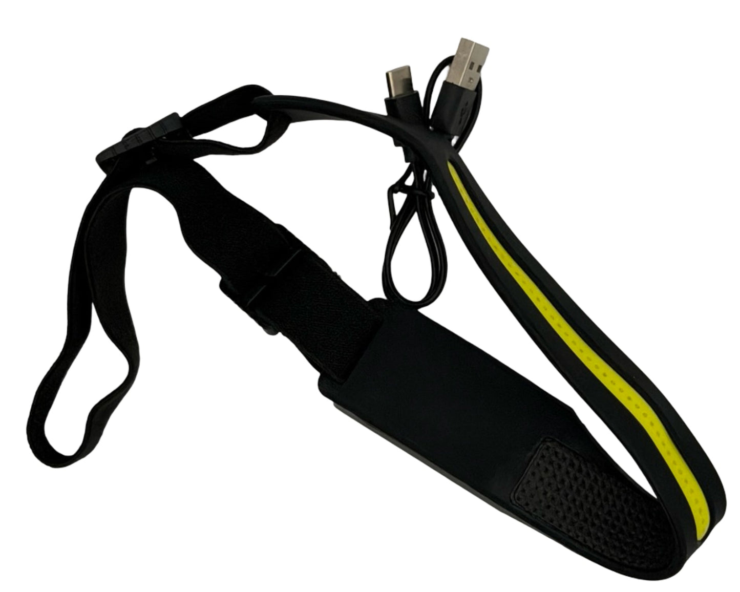Black and yellow lanyard with USB connectors on a white background