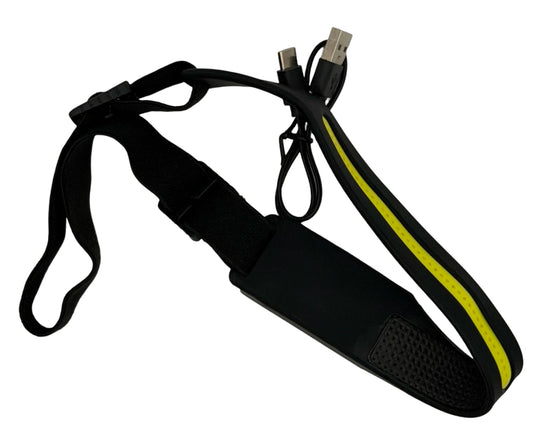 Black and yellow lanyard with USB connectors on a white background