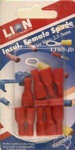 Lion Insulated Female Spade Terminals, Red (10 Pack)