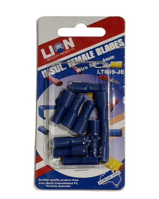 Lion Insulated Female Blade Terminals Blue (10 Pack)