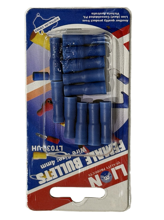 Lion Female Bullet Terminals Blue (11 Pack)