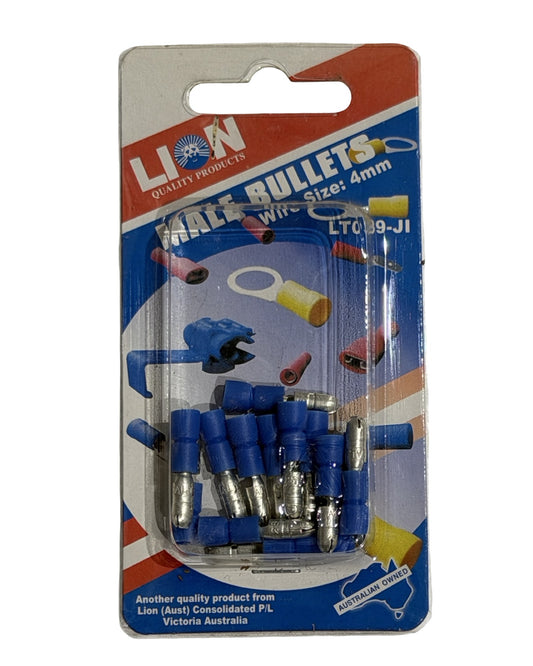 Lion Male Bullet Terminals Blue (14 Pack)