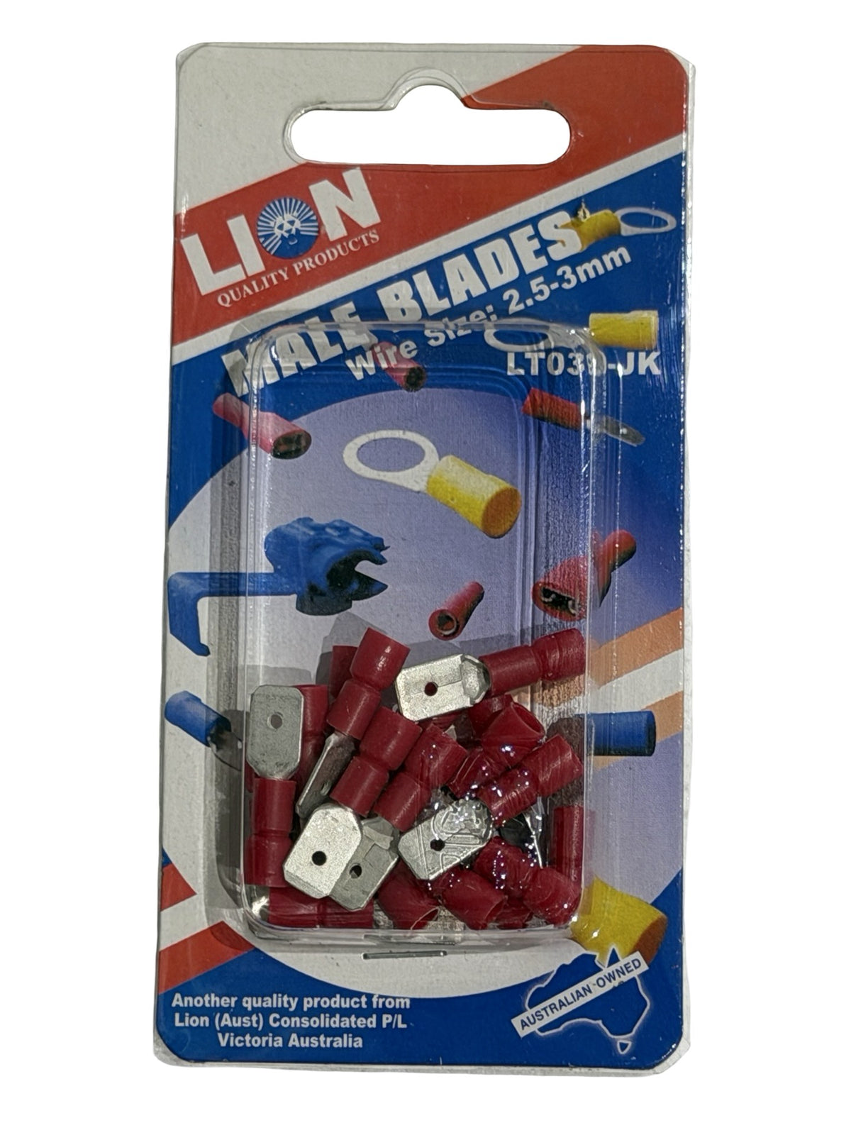 Lion Male Blade Terminals Red (18 Pack)