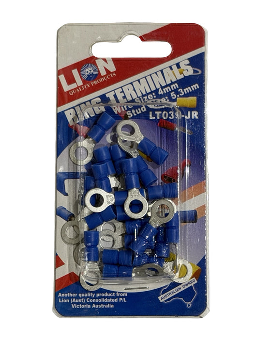 Lion Ring Terminals Blue 5.3mm Stud