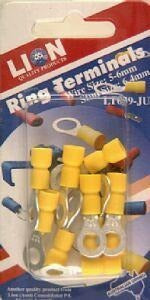 Ring Terminal Yellow 1/4" Stud (10 Pack)