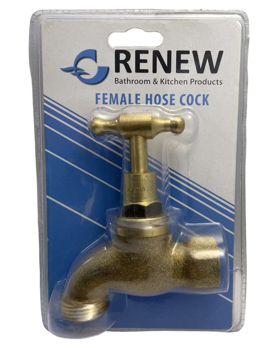 Renew 15mm Hose Cock Female Rough Brass