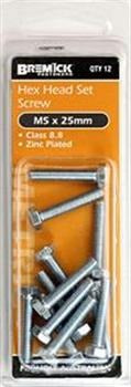 8.8 HEX SET SCR ZNC M5 X 25 PK12