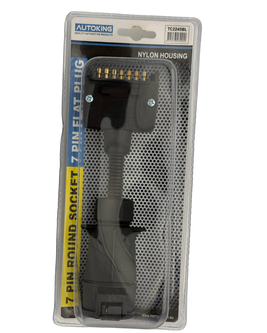 AutoKing Trailer Adaptor 7P Flat to 7P Round Socket - Universal