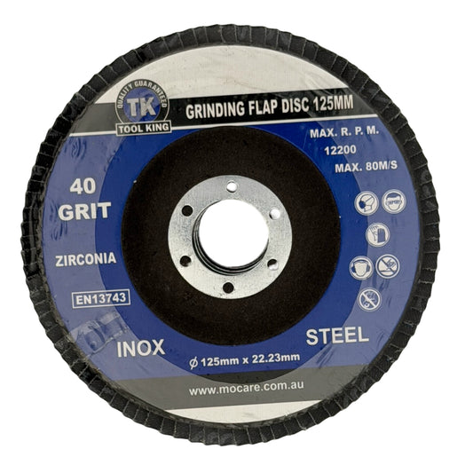 ToolKing Flap Disc 125mm 5 Inch (40/80/120 Grit) - Pack of 5