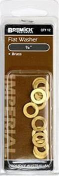 FLAT WASHER BRASS 1/4 PK12