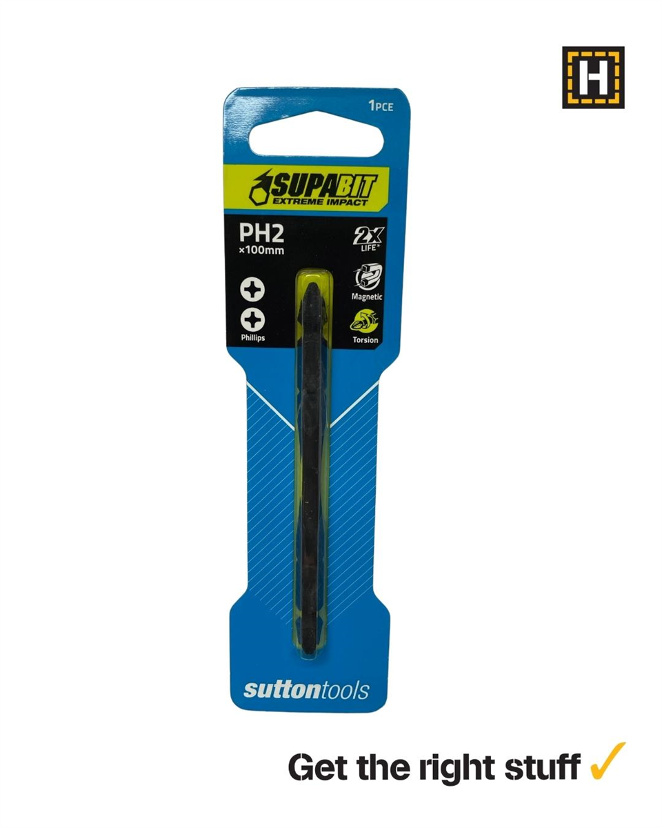 Sutton Supatorq Phillips PH2 Double-Ended Impact Bit 100mm 2 Pack