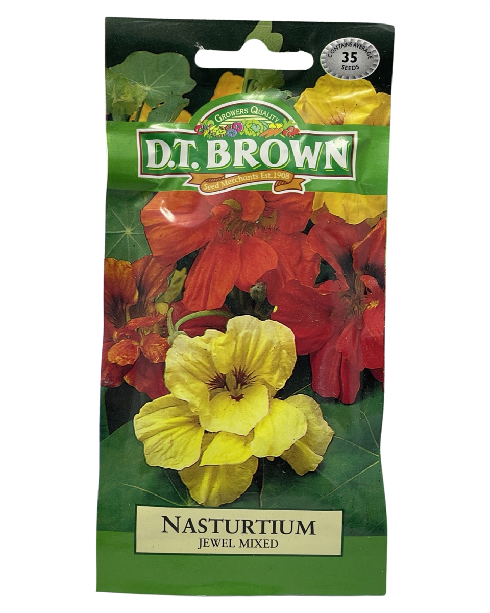 D.T Brown - Nasturtium Jewel Mixed - 35 seed pack view 2