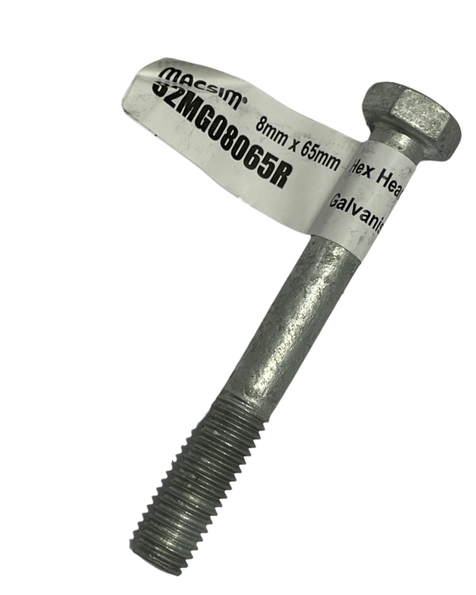 Macsim 8mm x 65 mm HEX BOLT & NUT Galvanised