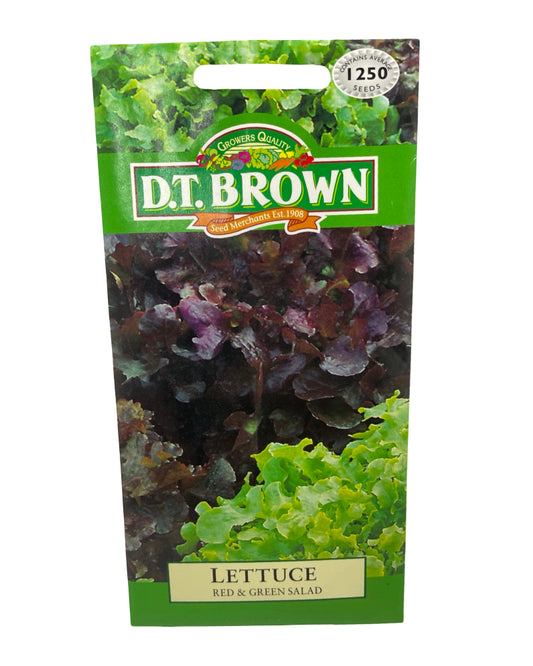 D.T Brown Red & Green Salad Lettuce Seeds 1250 Pack